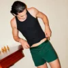 Catalog Boxer Shorts Noble Green 9 model wearing unwear noble green modal boxer shorts