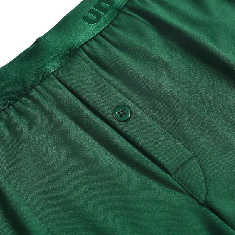 unwear-noble-green-shorts-catalog-3-new unwear noble green boxer shorts close up fly and button