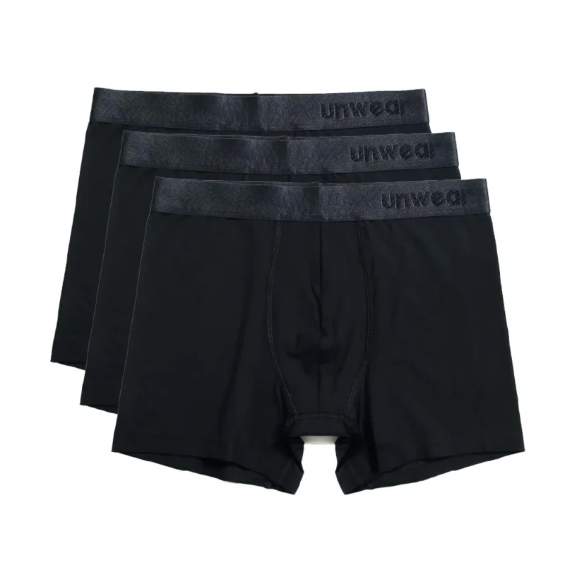 unwear-onyx-black-3pack-catalog-1-new unwear onyx black boxer brief 3 pack lay flat catalog