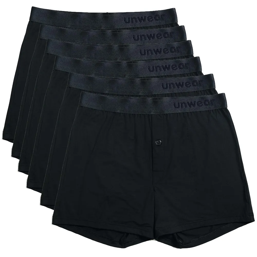 unwear onyx black boxer shorts 6 pack lay flat catalog